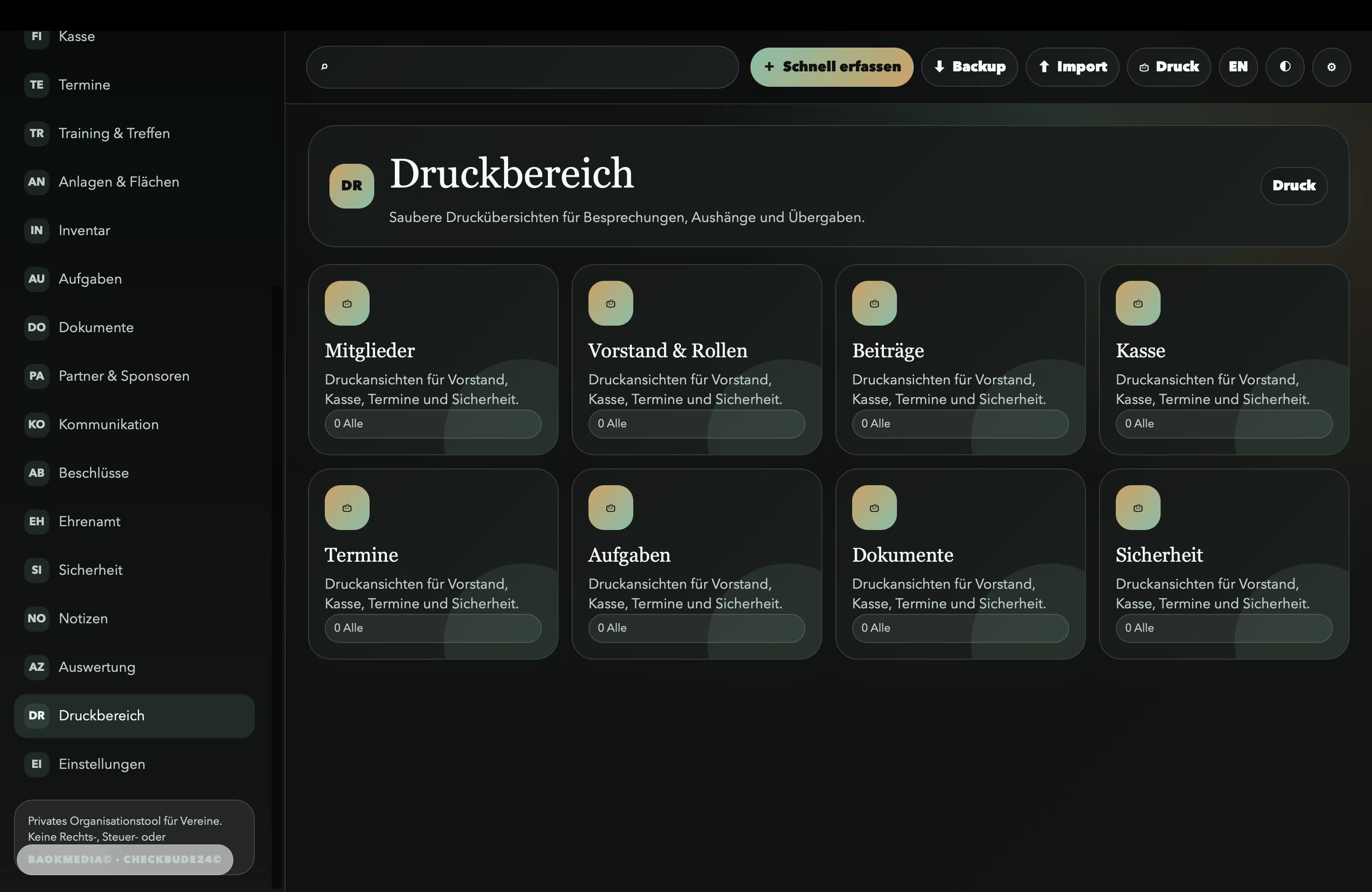 Vereinszentrale Pro HTML-Anwendung , Vereinsverwaltung offline, Mitglieder Beiträge Termine Kasse Dokumente Dashboard