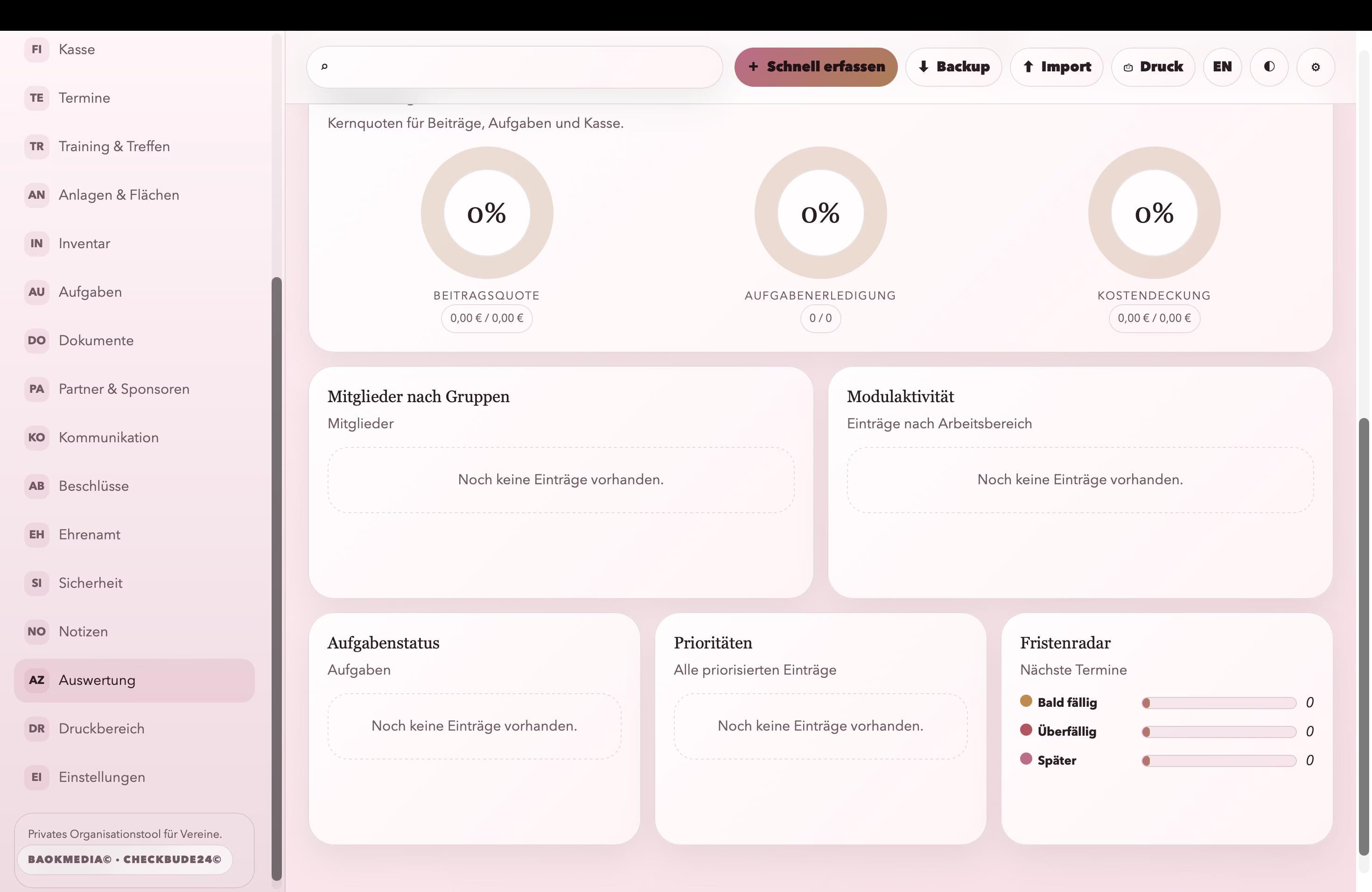 Vereinszentrale Pro HTML-Anwendung , Vereinsverwaltung offline, Mitglieder Beiträge Termine Kasse Dokumente Dashboard