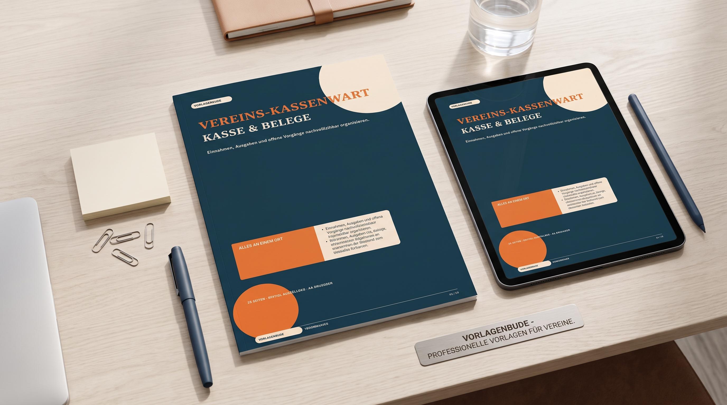 Vereins Kassenwart PDF | Kassenbuch Belege Beiträge Monatsabschluss | Vereinsfinanzen Planer A4 Deutsch