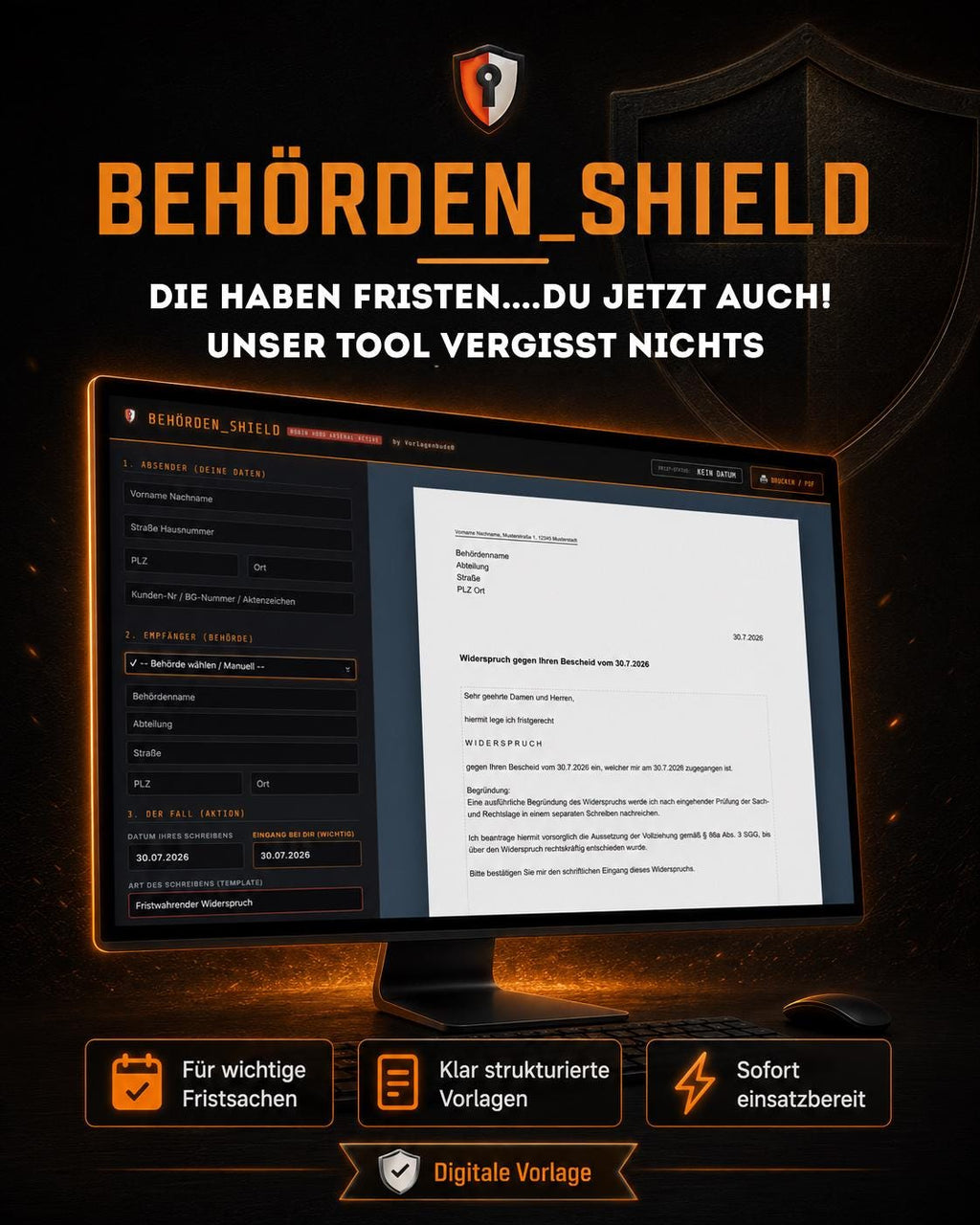Government Shield | 30 Legally Sound Templates & Appeals for Job Centers, Tax Offices, Health Insurance | Form Generator | 100% Offline Tool